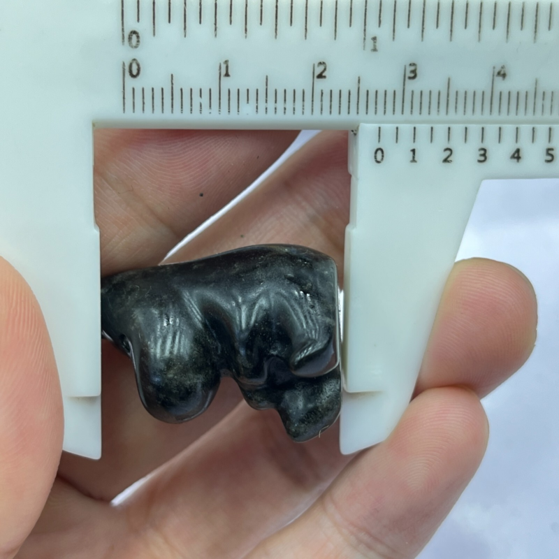 2pc Natural obsidian mini hippo carved quartz crystal animal skull reiki gift