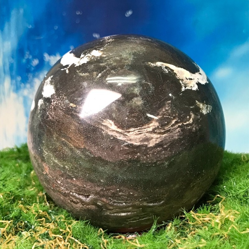 555G Rare Natural Ocean Jasper Quartz Ball Crystal Ball Sample Repair
