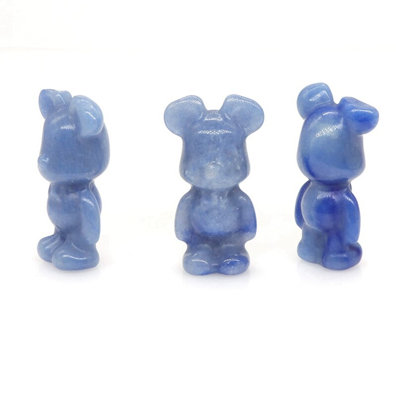 Natural Quartz Crystal Gloomy Little Bear Healing Gemstone Skull Carved Animal