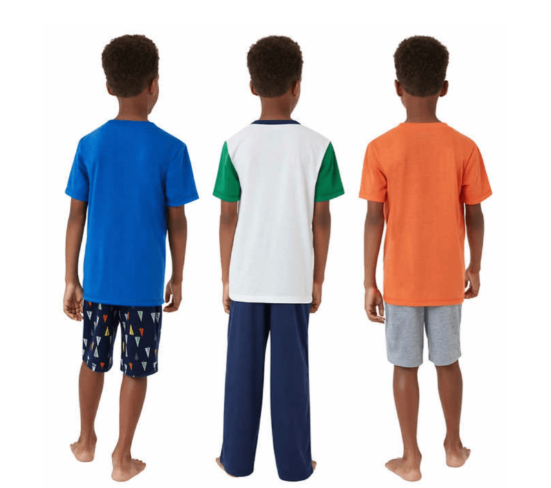 Eddie Bauer Kids Comfy 6 pc Pajama Set Orange Boy's Sz S 7/8 NWT