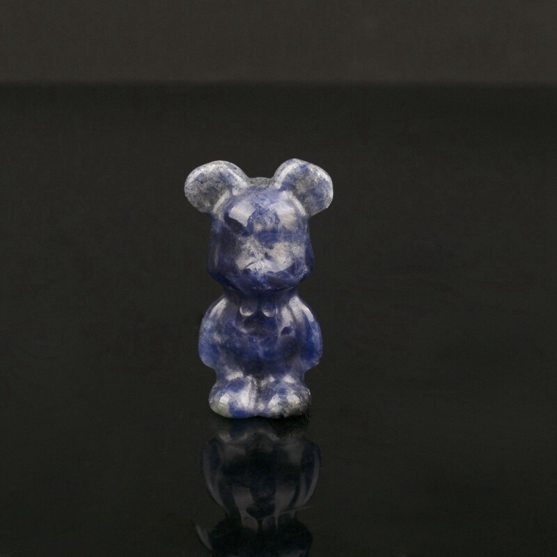 Natural Quartz Crystal Gloomy Little Bear Healing Gemstone Skull Carved Animal