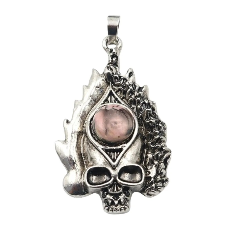 3P Fashion Gothic Skull Keychain Silver Skeleton Stone Pendant Keyring Jewelry