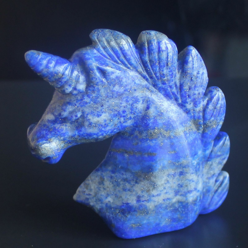 HLbshi Hand Carved Mixed Gemstone quartz crystal Unicorn animal Figurine Carving
