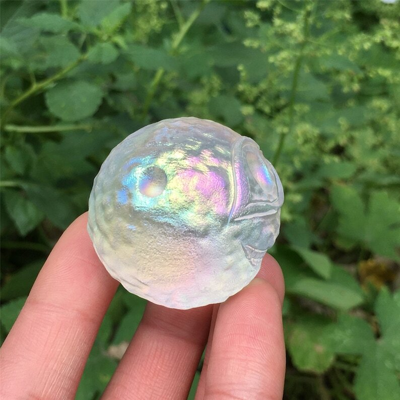 1PC Titanium Rainbow Melting stone ball Quartz  Mysterious Eyeball Reiki Heal