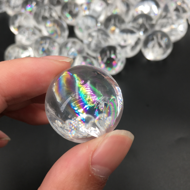 Natural Clear Quartz sphere Rainbow Crystal Ball reiki Healing care 40g+ 2pcs