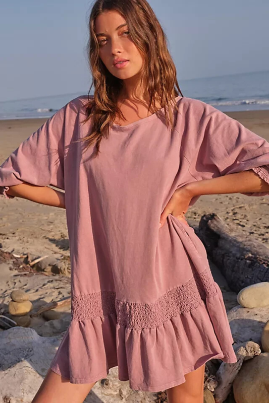 Free People Jenny Babydoll Ruffle Mini Dress, Pink Rose, X-Small, RRP $200