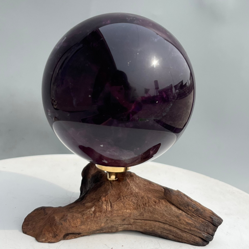 580g Natural Fluorite ball Colorful Quartz Crystal Gemstone Healing + Stand