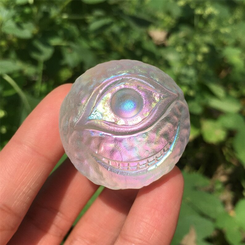 1PC Titanium Rainbow Melting stone ball Quartz  Mysterious Eyeball Reiki Heal