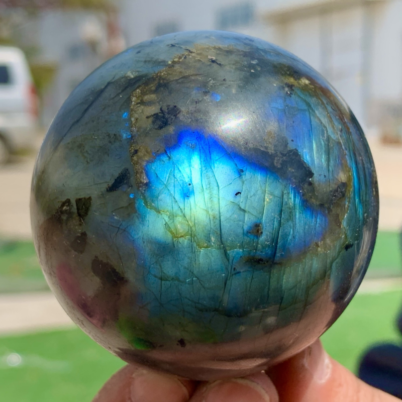 366G Natural Gorgeous Labradorite QuartzCrystal Stone Specimen ball Healing