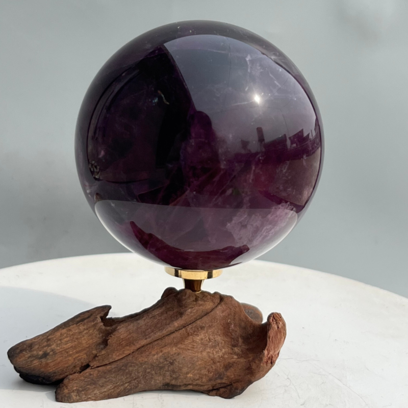580g Natural Fluorite ball Colorful Quartz Crystal Gemstone Healing + Stand