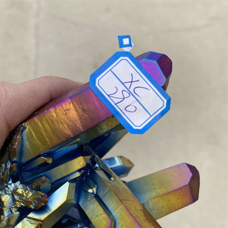 380g Electroplate Rainbow cluster quartz crystal mineral specimen reiki healing