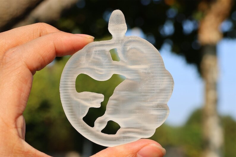 3.1" Hand Carved Natural Gypsum Medusa Reiki Crystal Skull Decor Crystal Gift 1x