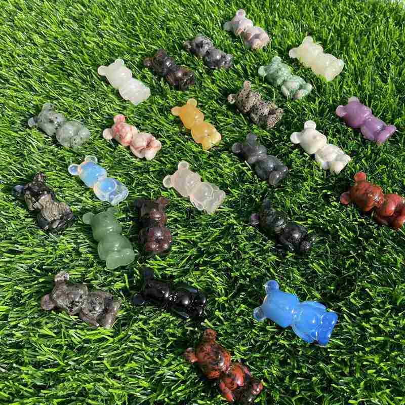 Natural Quartz Crystal Gloomy Little Bear Healing Rock Carved Animal Stone Gift