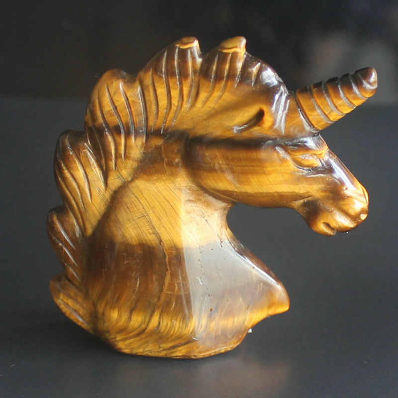 HLbshi Hand Carved Mixed Gemstone quartz crystal Unicorn animal Figurine Carving