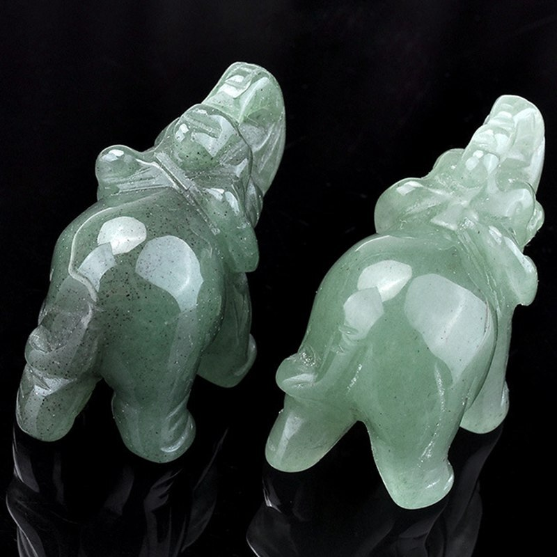 Natural Quartz Baby Elephant Stone Crystal Healing Carved Gemstone Animal Decor