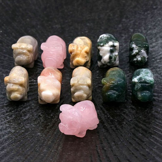 Natural Crystal Pig Animal Carved Cute Piglet Quartz Gemstone Piggy Healing Gift