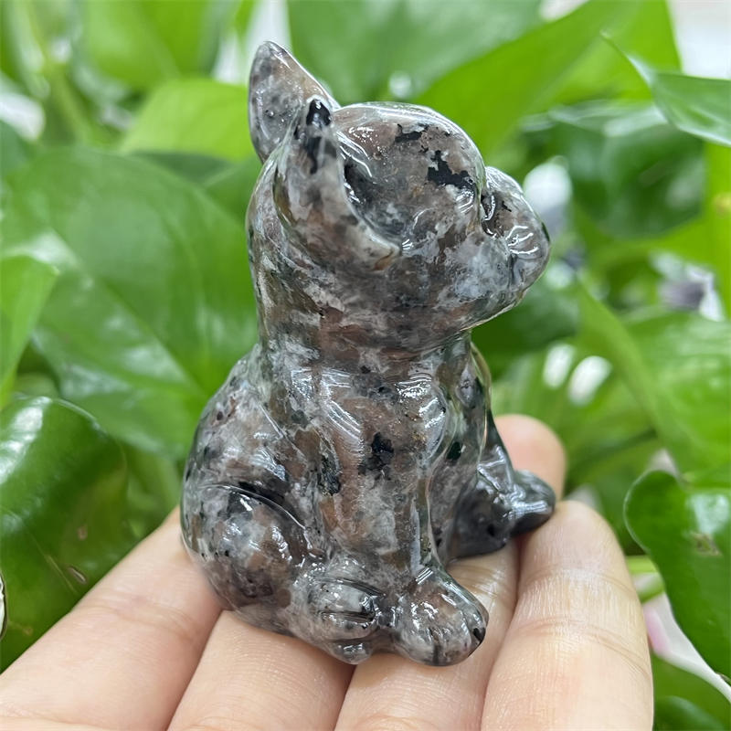 1pc Natural Yooperlite dog skull hand carved Quartz Crystal skull Reiki Healing