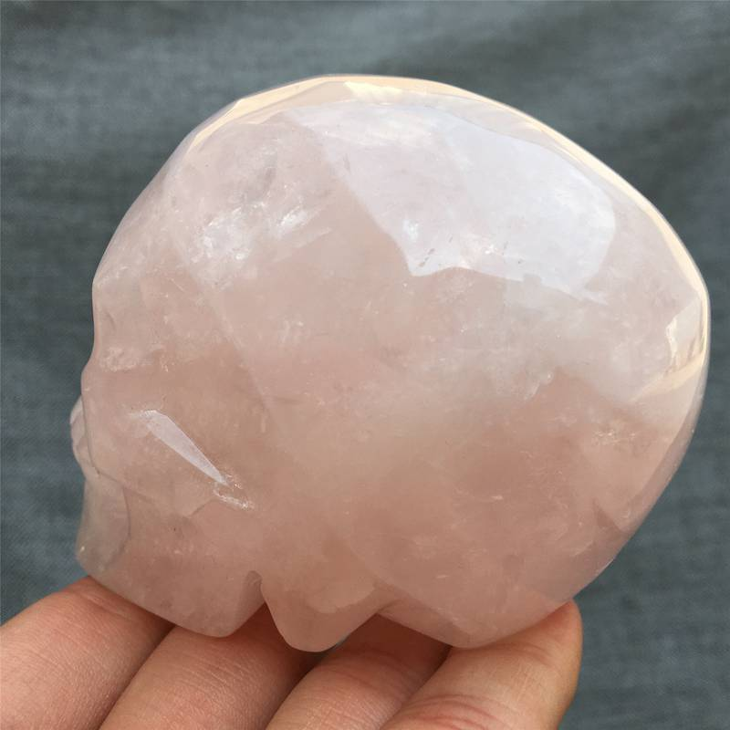 0.55kg Natural rose quartz skull carved Quartz Crystal skull Healing