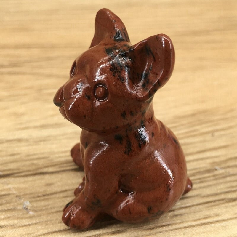 3cm Natural Quartz Crystal Carved Rough Stone French Bulldog Energy Animal Decor