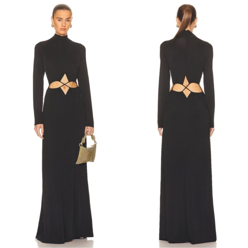 NWT Cult Gaia Black Pippa Cutout Jersey Maxi Gown Size XS