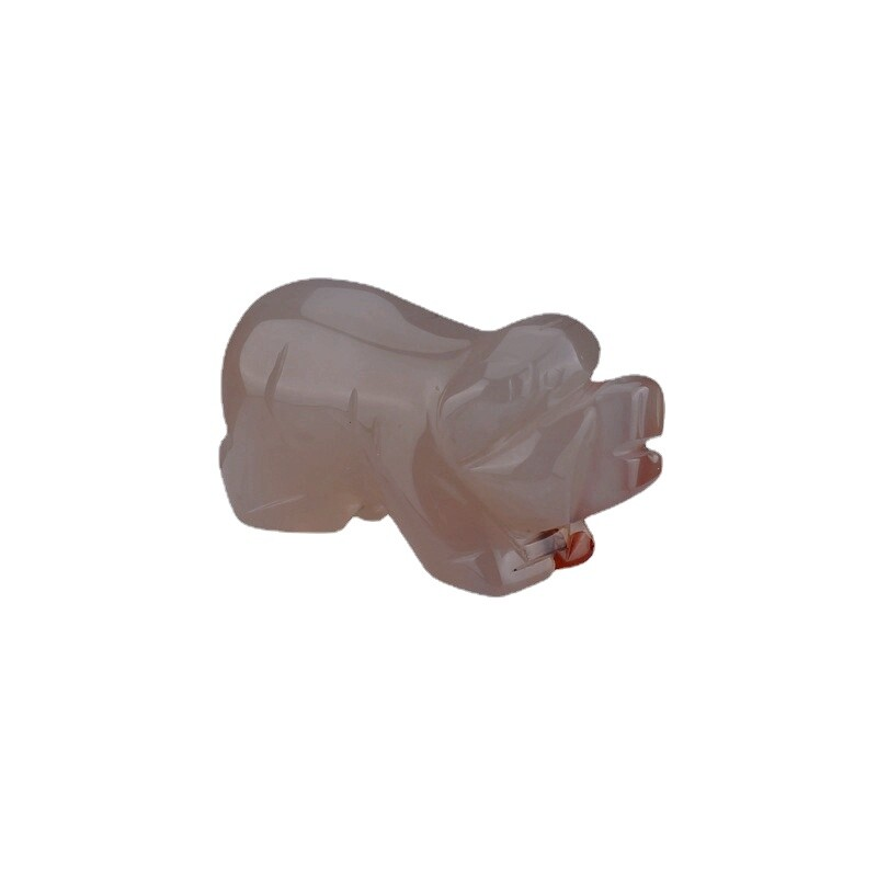 Natural Quartz Crystal Skull Carved Pig Healing Stone Wild Boar Piggy Animal Gem