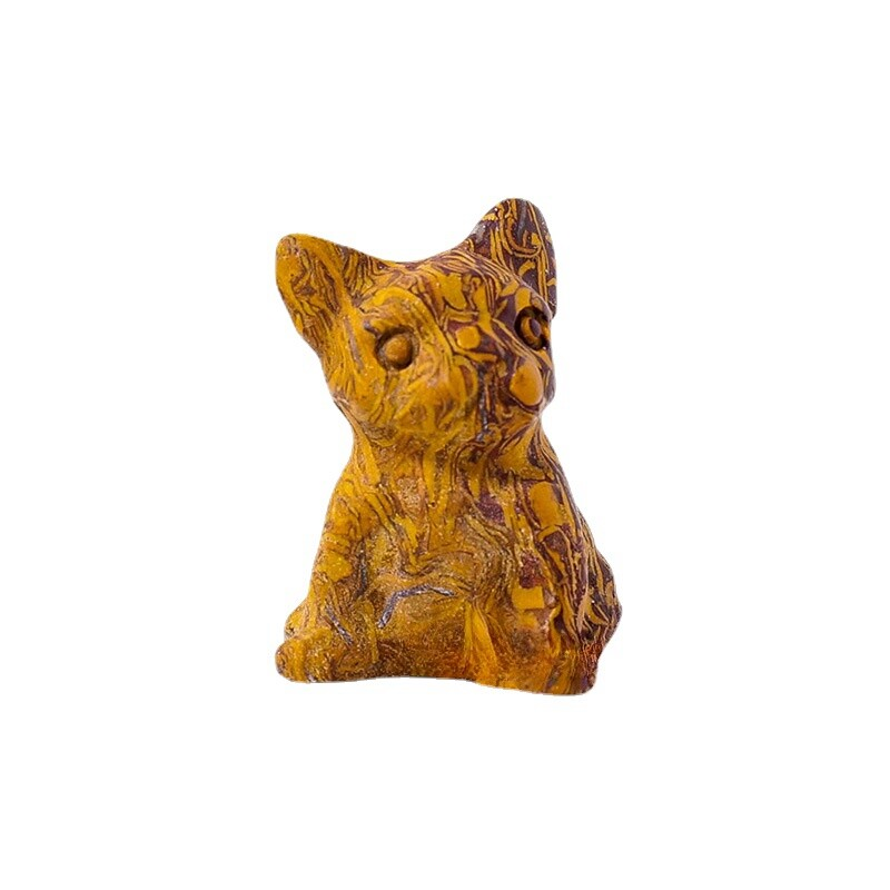 3cm Natural Quartz Crystal Carved Rough Stone French Bulldog Energy Animal Decor