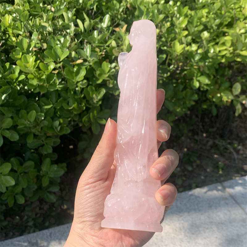 1pc Natural pink Quartz Crystal Madonna stone skull Reiki healing