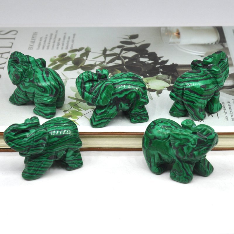 Natural Quartz Baby Elephant Stone Crystal Healing Carved Gemstone Animal Decor