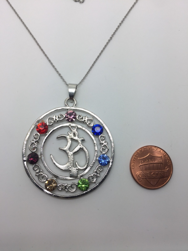 New Trendy 7 Chakra Rainbow Meditation Balance Necklace 18” Om Symbol