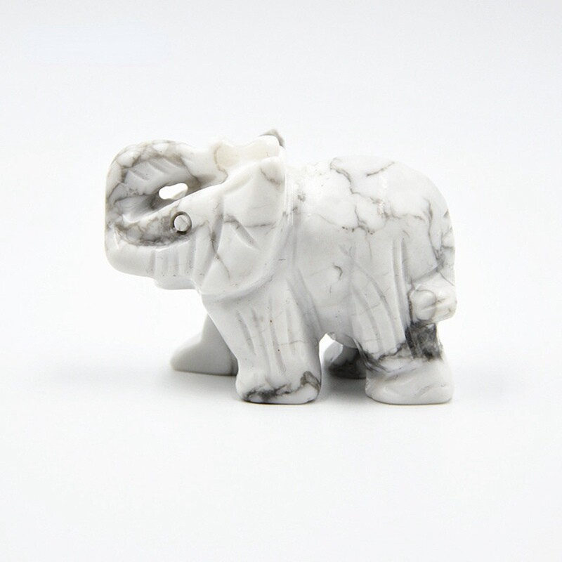 Natural Quartz Crystal Skull Carved Elephant Healing Gemstone Animal Sculpture