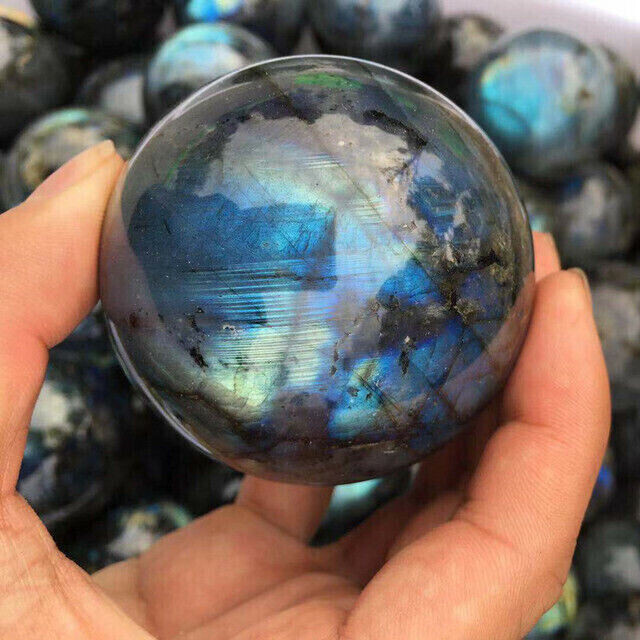 60mm Natural Labradorite Quartz Sphere Crystal Ball Rainbow Reiki Energy Healing