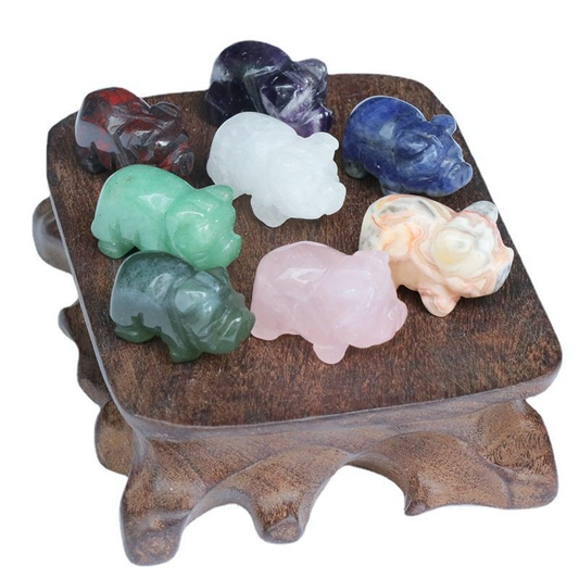 Natural Chakra Quartz Mini Crystal Piggy Animal Carved Reiki Gemstone Decor Gift