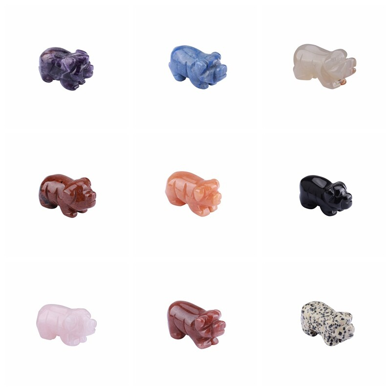 1.5'' Natural Quartz Crystal Cute Baby Piggy Hand Carved Healing Animal Decor