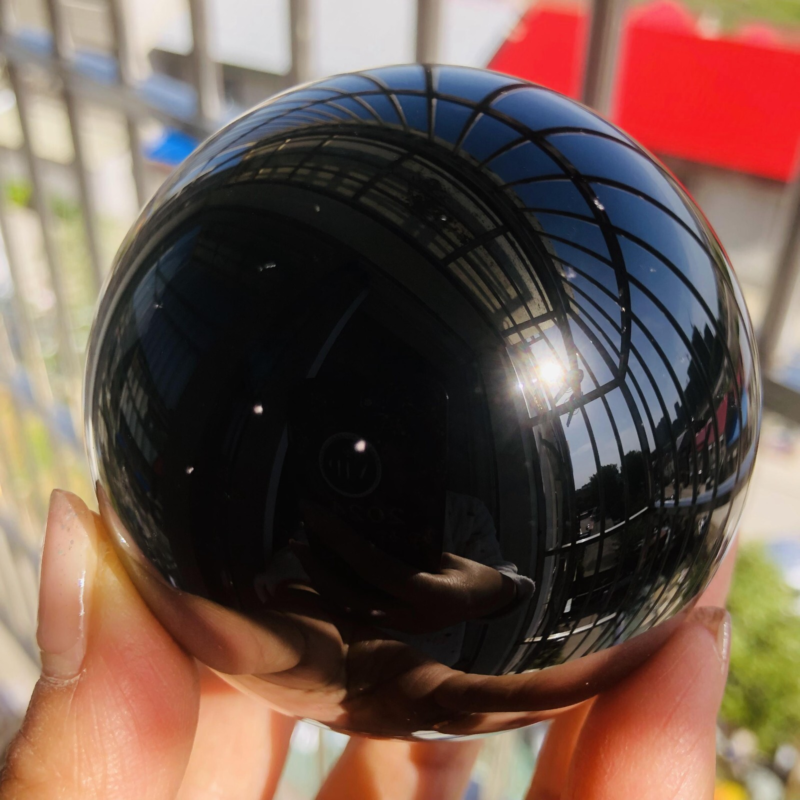 425G Natural obsidian crystal energy ball  D659