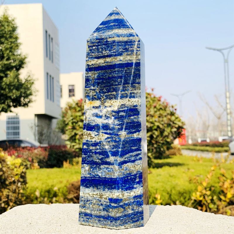 3.49LB Natural lapis lazuli Quartz Crystal Obelisk Wand Point Healing Stone