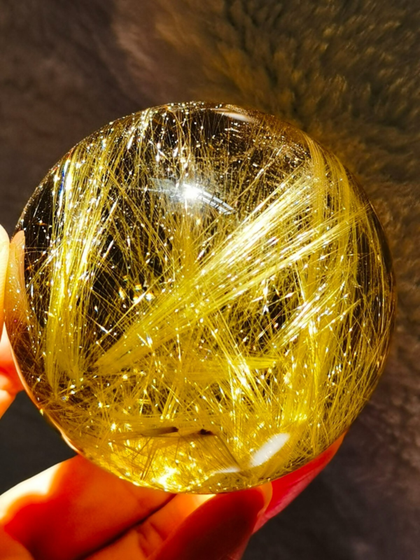 Museum Collection Tibetan High Altitude Gold Rutilated Ball Sphere Orb Gem 2.4'