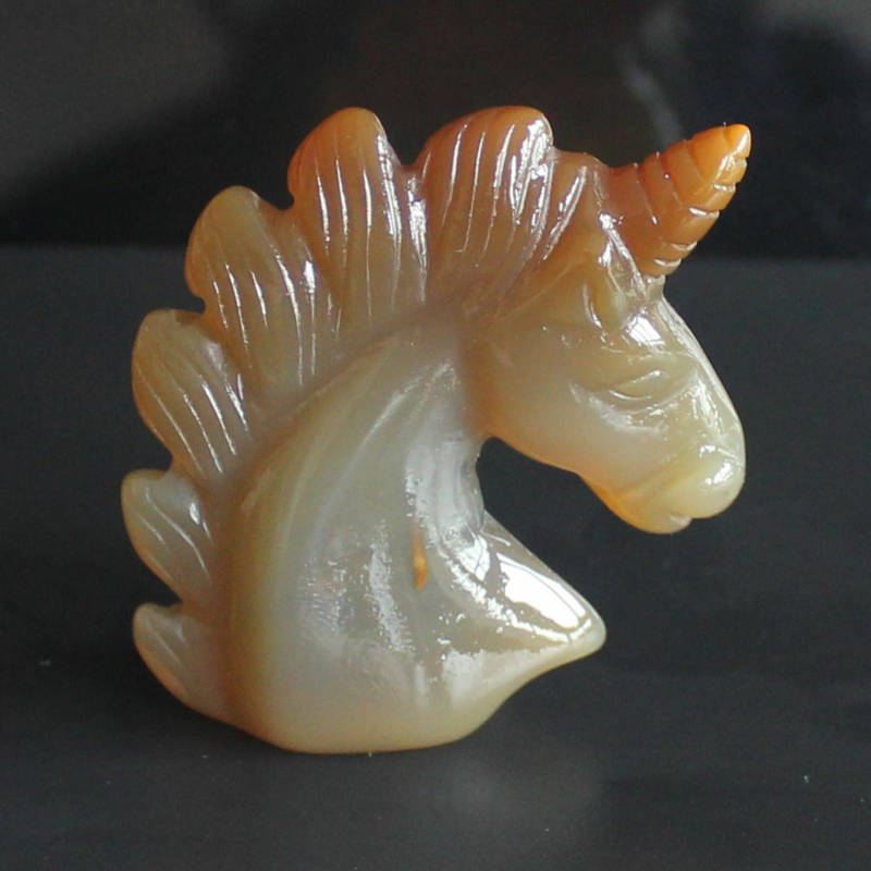 HLbshi Hand Carved Mixed Gemstone quartz crystal Unicorn animal Figurine Carving