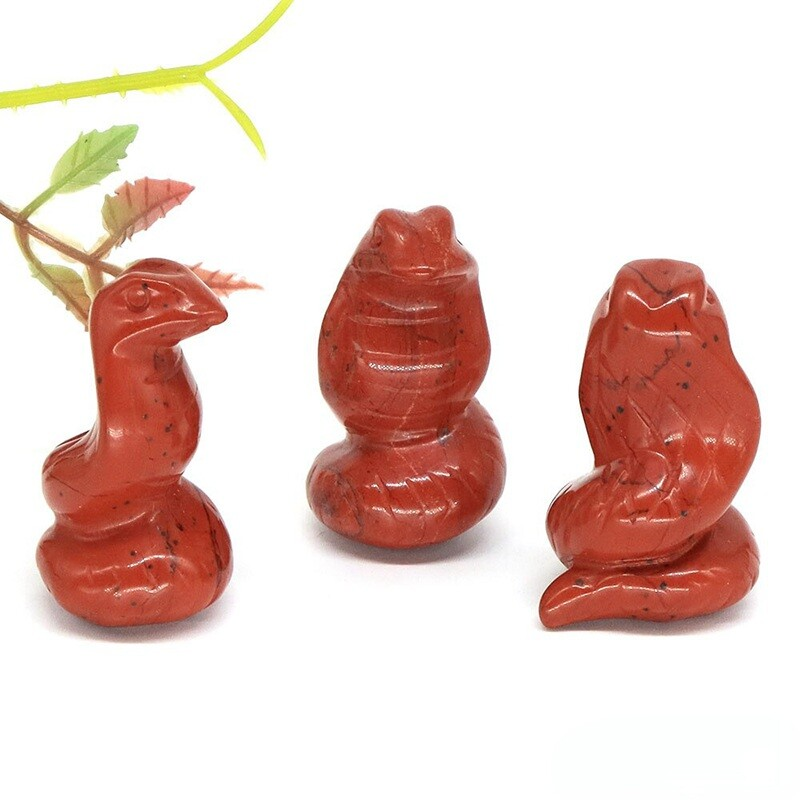 Natural Quartz Crystal Carved Snake Viper Healing Stone Cobra Animal Decor Reiki
