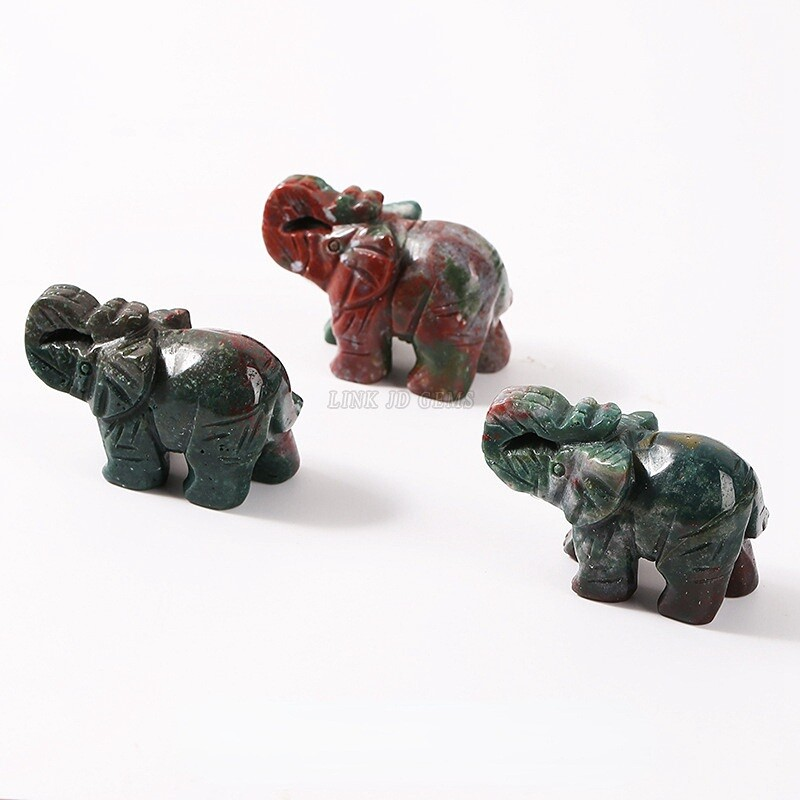 Natural Quartz Baby Elephant Stone Crystal Healing Carved Gemstone Animal Decor