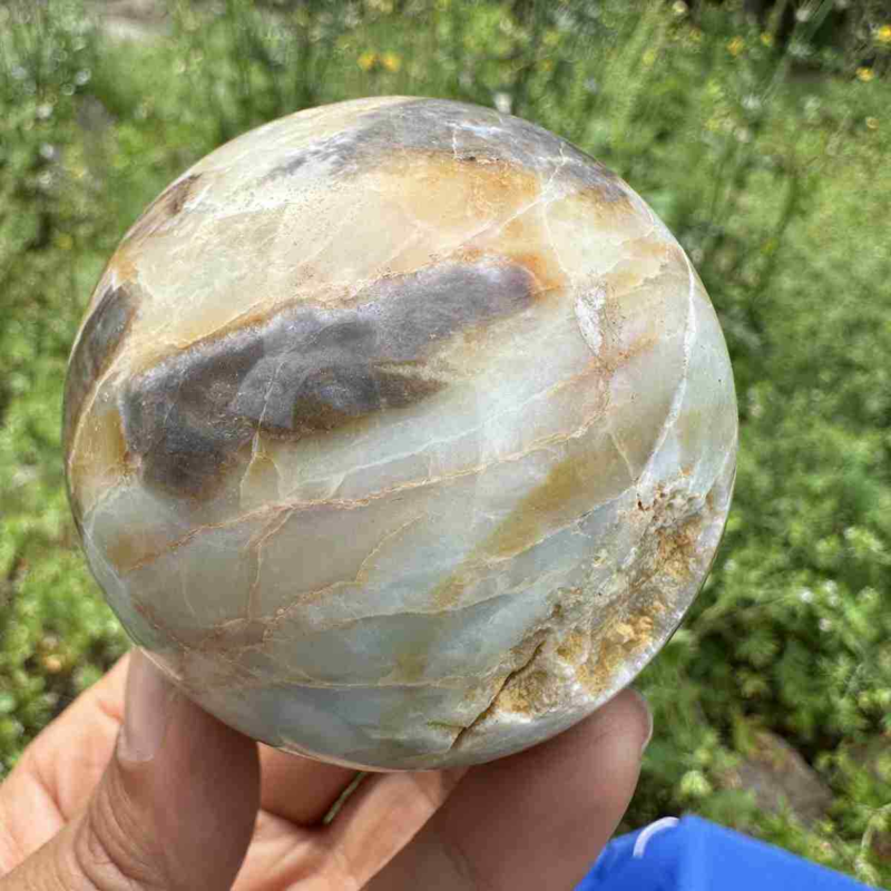 360g Natural Amazonite Quartz Sphere Crystal Polished Ball Reiki Healing Decor