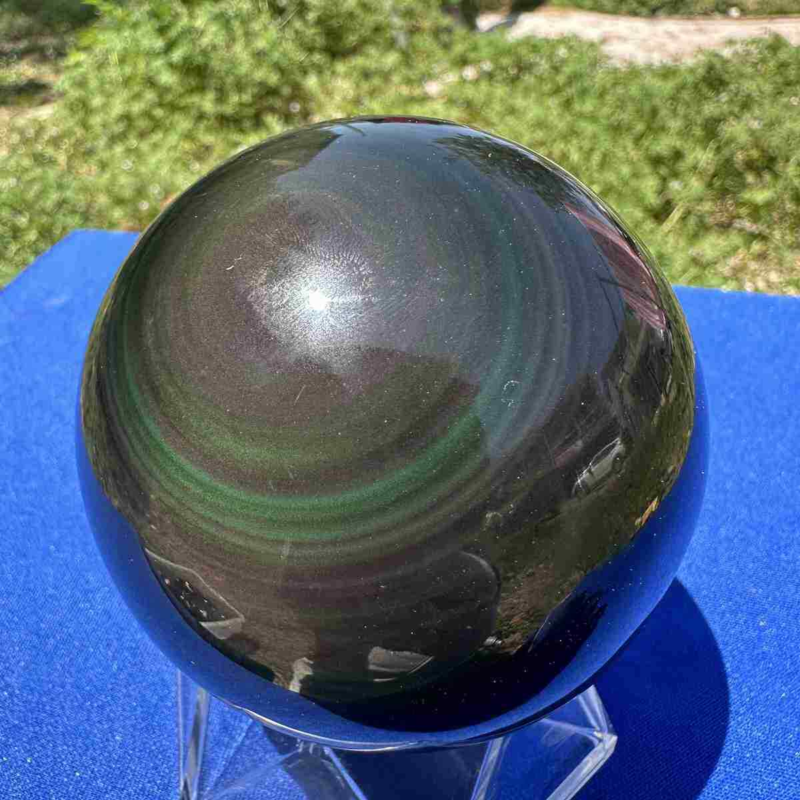 520g natural rainbow obsidian sphere cat's eye quartz crystal ball healing