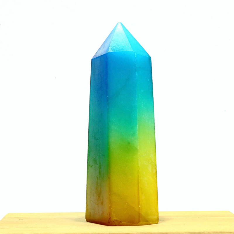 298g Electroplated Natural Crystal Quartz Tower Crystal Point rainbow Healing
