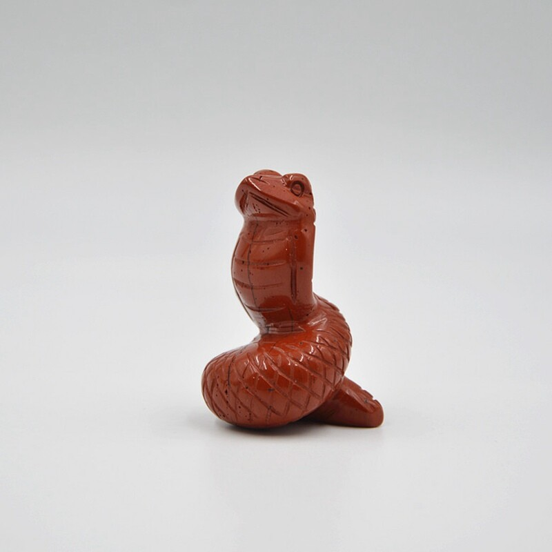 Natural Quartz Crystal Skull Carved Snake Healing Stone Viper Cobra Animal Decor