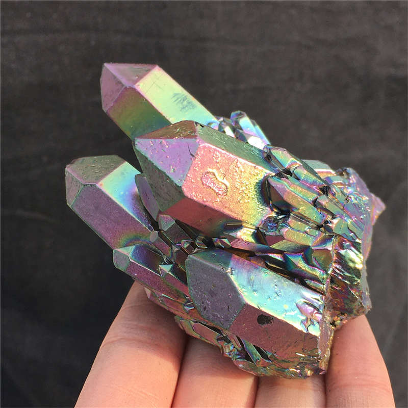 210g Electroplate Rainbow cluster quartz crystal mineral specimen reiki healing