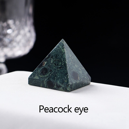 Natural Peacock Eye Quartz Crystal Pyramid Malachite Stone Chakra Tower Healing