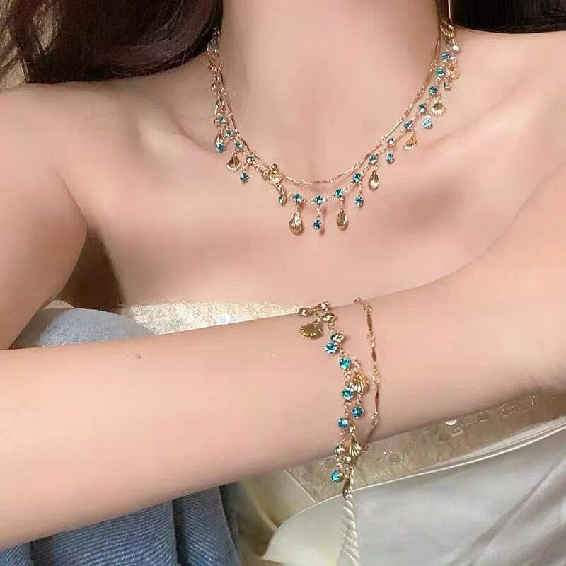 Colorful Butterfly Shell Necklace Bracelet Exquisite Tassels Necklace Bracelet