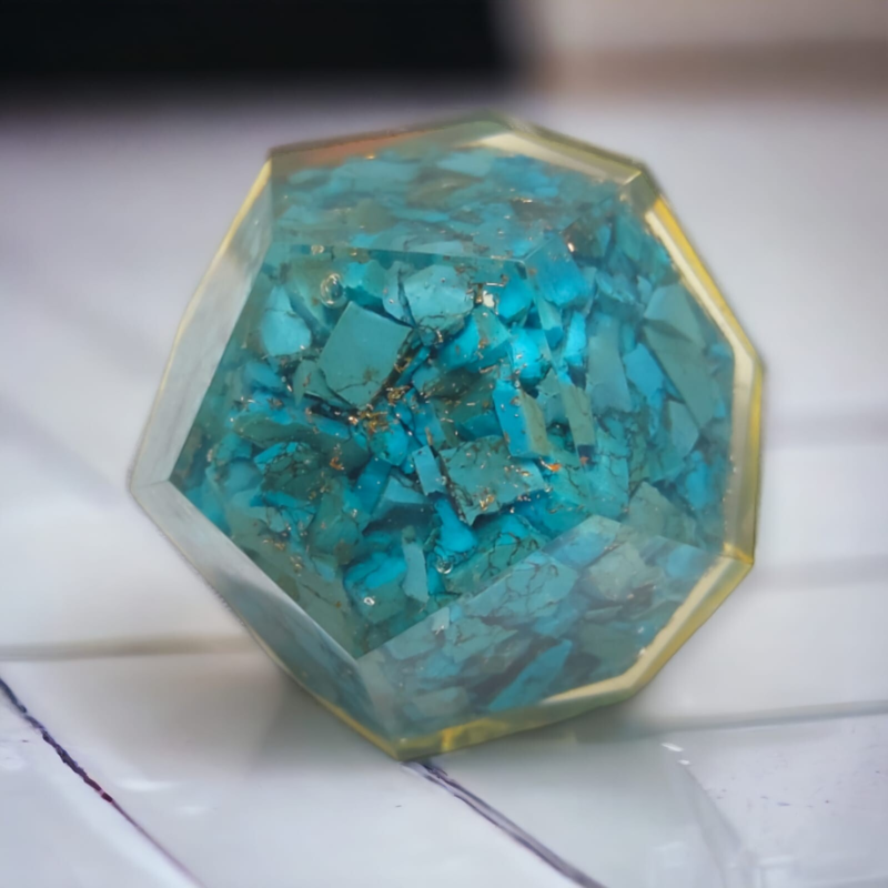 Blue Howlite Orgonite Dodecahedron Crystal Flower Of Life Healing 40-45MM