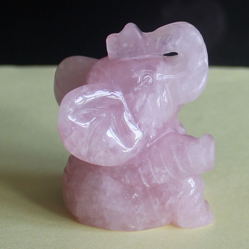 Carved gemstone crystal sitting elephant figurine animal carving home decor 2''