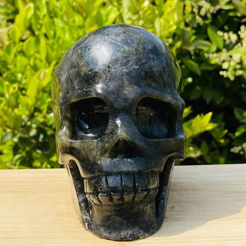 1531g Natural Beantiful Fluorite Quartz Skull Hand Carved Crystal Healing Skull