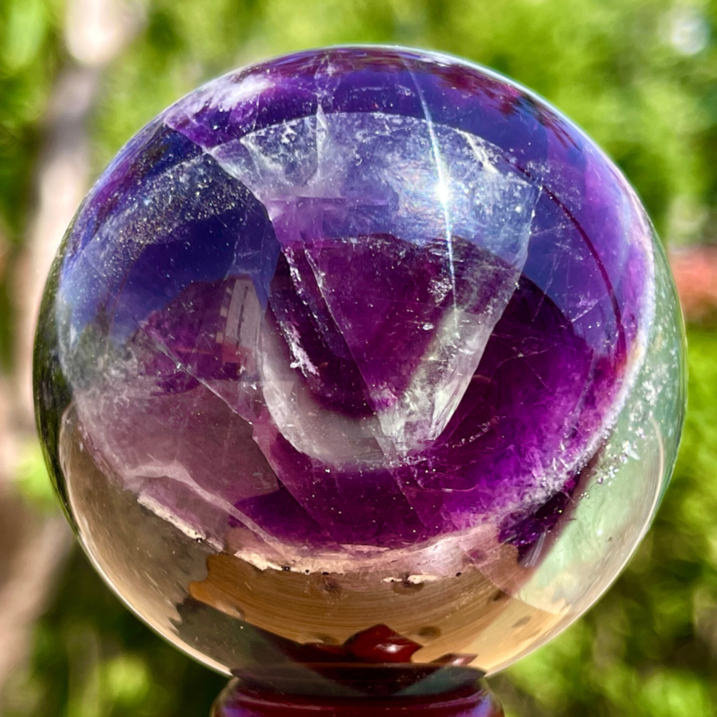 393G Rare natural snowflake feather fluorite crystal ball therapeutic ball